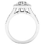 2.05 Carat (ctw) 10K White Gold Round White Diamond Bridal Split Shank Halo Engagement Ring 2 CT