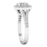 2.05 Carat (ctw) 10K White Gold Round White Diamond Bridal Split Shank Halo Engagement Ring 2 CT