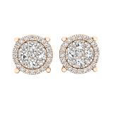 0.40 Carat (ctw) 10K Rose Gold Round Cut White Diamond Ladies Cluster Flower Stud Earrings
