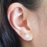 0.40 Carat (ctw) 10K Yellow Gold Round Cut White Diamond Ladies Cluster Flower Stud Earrings