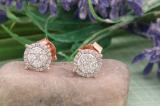 0.40 Carat (ctw) 18K Rose Gold Round Cut White Diamond Ladies Cluster Flower Stud Earrings