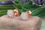 0.40 Carat (ctw) 18K Rose Gold Round Cut White Diamond Ladies Cluster Flower Stud Earrings