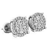 0.40 Carat (ctw) 18K White Gold Round Cut White Diamond Ladies Cluster Flower Stud Earrings