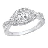 0.25 Carat (ctw) 10K White Gold Round White Diamond Ladies Split Shank Halo Engagement Ring 1/4 CT