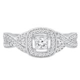 0.25 Carat (ctw) 10K White Gold Round White Diamond Ladies Split Shank Halo Engagement Ring 1/4 CT