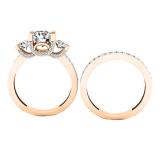 2.55 Carat (ctw) 18K Rose Gold Round White Diamond Ladies Bridal 3 Stone Engagement Ring Set