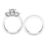 2.55 Carat (ctw) 18K White Gold Round White Diamond Ladies Bridal 3 Stone Engagement Ring Set