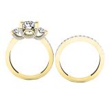 2.55 Carat (ctw) 18K Yellow Gold Round White Diamond Ladies Bridal 3 Stone Engagement Ring Set