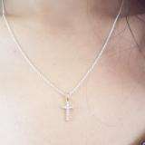 0.15 Carat (ctw) 14K Yellow Gold Round White Diamond Ladies Cross Pendant With 18 Inch Chain