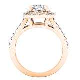 GIA CERTIFIED 2.00 Carat (ctw) 18K Rose Gold Cushion & Round Cut Diamond Ladies Halo Engagement Ring 2 CT