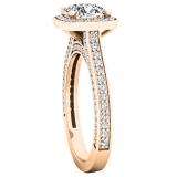 2.05 Carat (ctw) 18K Rose Gold Cushion & Round Cut White Diamond Bridal Halo Engagement Ring 2 CT