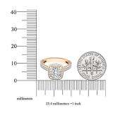 2.05 Carat (ctw) 18K Rose Gold Cushion & Round Cut White Diamond Bridal Halo Engagement Ring 2 CT