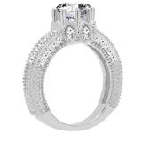 IGI CERTIFIED 2.00 Carat (ctw) 14K White Gold Round Cut White Diamond Bridal Cluster Engagement Ring 2 CT
