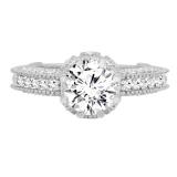 IGI CERTIFIED 2.00 Carat (ctw) 14K White Gold Round Cut White Diamond Bridal Cluster Engagement Ring 2 CT