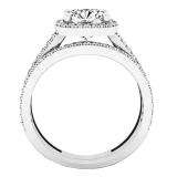 GIA CERTIFIED 2.15 Carat (ctw) 18K White Gold Cushion & Round Diamond Bridal Engagement Ring Set