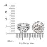 GIA CERTIFIED 2.15 Carat (ctw) 18K White Gold Cushion & Round Diamond Bridal Engagement Ring Set