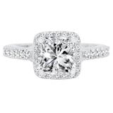 GIA CERTIFIED 2.35 Carat (ctw) 18K White Gold Princess & Round Cut Diamond Ladies Bridal Halo Engagement Ring