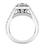 GIA CERTIFIED 2.35 Carat (ctw) 18K White Gold Princess & Round Cut Diamond Ladies Bridal Halo Engagement Ring