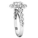 3.20 Carat (ctw) 10K White Gold Round White Diamond Bridal Flower Shaped Halo Engagement Ring