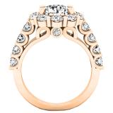 3.20 Carat (ctw) 14K Rose Gold Round White Diamond Bridal Flower Shaped Halo Engagement Ring