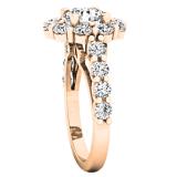3.20 Carat (ctw) 14K Rose Gold Round White Diamond Bridal Flower Shaped Halo Engagement Ring