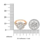 3.20 Carat (ctw) 14K Rose Gold Round White Diamond Bridal Flower Shaped Halo Engagement Ring