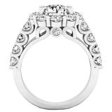 3.20 Carat (ctw) 14K White Gold Round White Diamond Bridal Flower Shaped Halo Engagement Ring