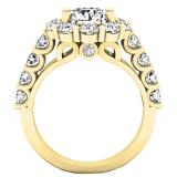 3.20 Carat (ctw) 14K Yellow Gold Round White Diamond Bridal Flower Shaped Halo Engagement Ring