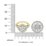 3.20 Carat (ctw) 14K Yellow Gold Round White Diamond Bridal Flower Shaped Halo Engagement Ring
