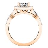 1.75 Carat (ctw) 10K Rose Gold Round White Diamond Ladies Swirl Split Shank Halo Engagement Ring