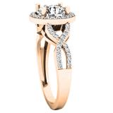 1.75 Carat (ctw) 10K Rose Gold Round White Diamond Ladies Swirl Split Shank Halo Engagement Ring