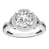 1.75 Carat (ctw) 10K White Gold Round White Diamond Ladies Swirl Split Shank Halo Engagement Ring