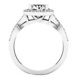 1.75 Carat (ctw) 10K White Gold Round White Diamond Ladies Swirl Split Shank Halo Engagement Ring