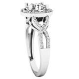 1.75 Carat (ctw) 10K White Gold Round White Diamond Ladies Swirl Split Shank Halo Engagement Ring