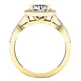 1.75 Carat (ctw) 10K Yellow Gold Round White Diamond Ladies Swirl Split Shank Halo Engagement Ring
