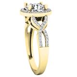 1.75 Carat (ctw) 10K Yellow Gold Round White Diamond Ladies Swirl Split Shank Halo Engagement Ring