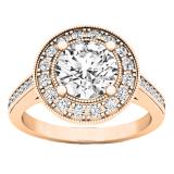 1.85 Carat (ctw) 10K Rose Gold Round Cut White Diamond Ladies Bridal Halo Engagement Ring