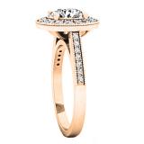 1.85 Carat (ctw) 10K Rose Gold Round Cut White Diamond Ladies Bridal Halo Engagement Ring
