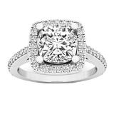 2.45 Carat (ctw) 10K White Gold Cushion & Round Cut Diamond Bridal Halo Style Engagement Ring
