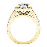 2.45 Carat (ctw) 10K Yellow Gold Cushion & Round Cut Diamond Bridal Halo Style Engagement Ring
