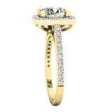 2.45 Carat (ctw) 10K Yellow Gold Cushion & Round Cut Diamond Bridal Halo Style Engagement Ring