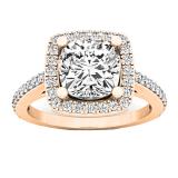 2.45 Carat (ctw) 18K Rose Gold Cushion & Round Cut Diamond Bridal Halo Style Engagement Ring