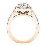 2.45 Carat (ctw) 18K Rose Gold Cushion & Round Cut Diamond Bridal Halo Style Engagement Ring
