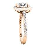 2.45 Carat (ctw) 18K Rose Gold Cushion & Round Cut Diamond Bridal Halo Style Engagement Ring