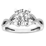 GIA CERTIFIED 1.75 Carat (ctw) 10K White Gold Round Diamond Crossover Split Shank Bridal Promise Engagement Ring