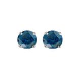 0.25 Carat (ctw) 10K White Gold Round Cut Blue Diamond Ladies Stud Earrings 1/4 CT