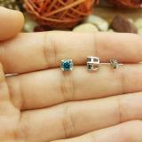 1.00 Carat (ctw) 10K White Gold Round Cut Blue Diamond Ladies Stud Earrings 1 CT