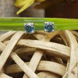 1.00 Carat (ctw) 10K White Gold Round Cut Blue Diamond Ladies Stud Earrings 1 CT