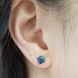 2.00 Carat (ctw) 14K White Gold Round Cut Blue Diamond Ladies Stud Earrings 2 CT
