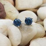 2.00 Carat (ctw) 14K White Gold Round Cut Blue Diamond Ladies Stud Earrings 2 CT